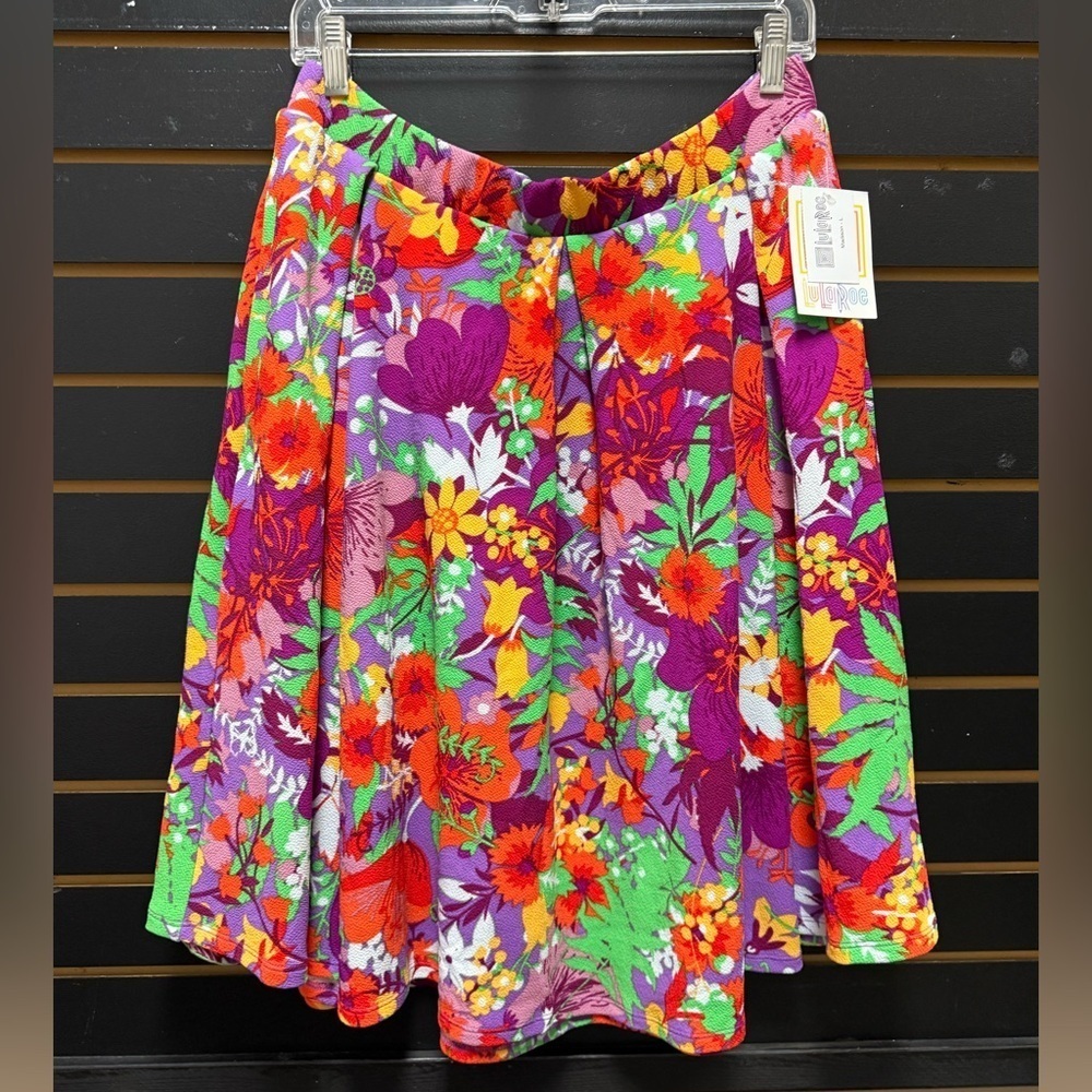 NWT LuLaRoe Madison Skater Skirt Floral Multicolor Size L